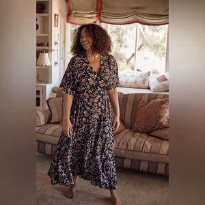 Christy Dawn Floral Maxi Dress - Black and Pink